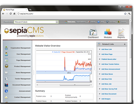 SepiaCMS - Dashboard